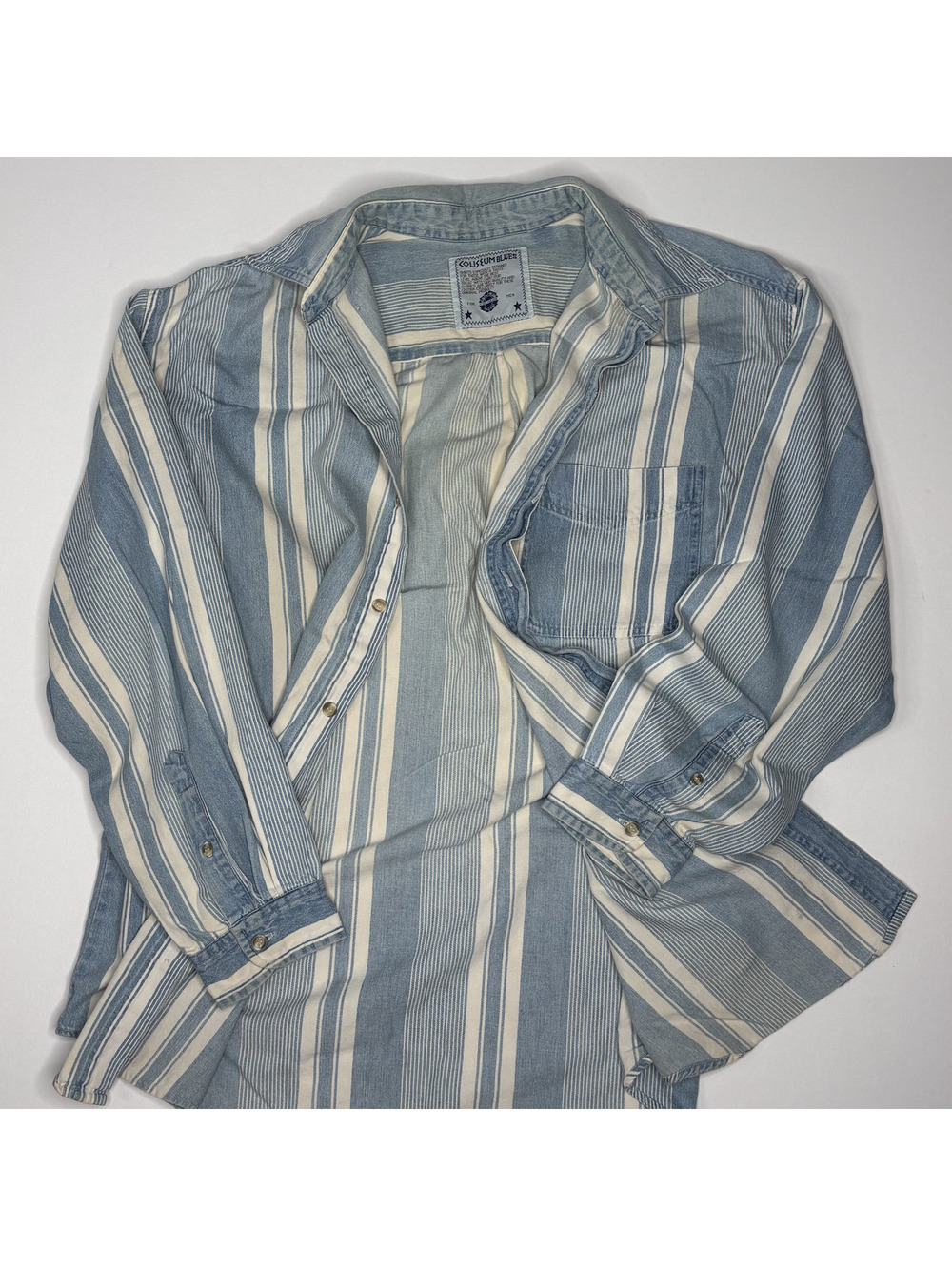 Vintage Colosseum Blues Striped Button Down Shirt Men
